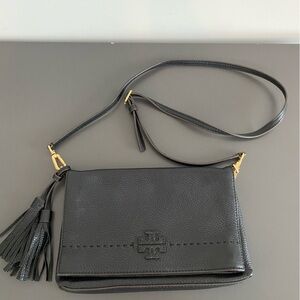 Beautiful Tory Burch black leather hand bag
